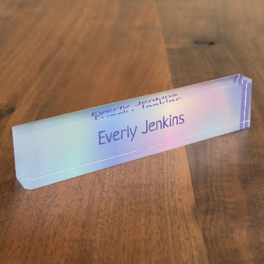 Porte-nom Pour Bureau style hologramme de nom monogramme (Taille)