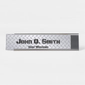 Porte-nom Pour Bureau Style Industriel Personnalisé Bright Diamondplate (Devant)