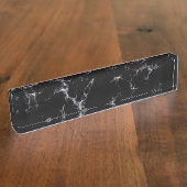 Porte-nom Pour Bureau Style marbre élégant4 - Noir et blanc (Taille)