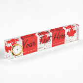 Porte-nom Pour Bureau Style Peinture de la feuille d'érable rouge du Can