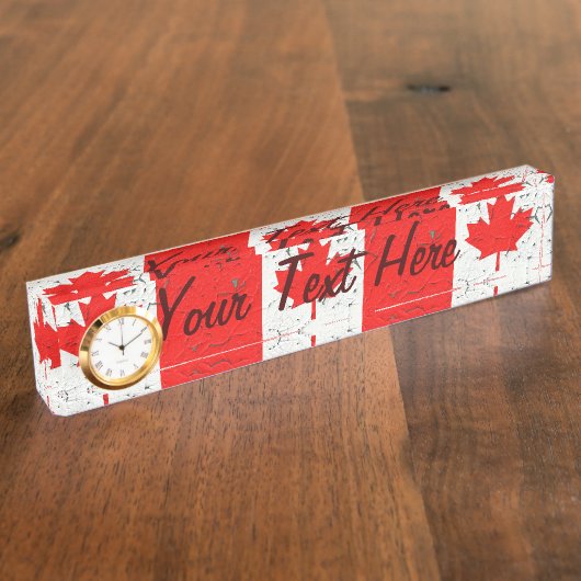 Porte-nom Pour Bureau Style Peinture de la feuille d'érable rouge du Can (Taille)