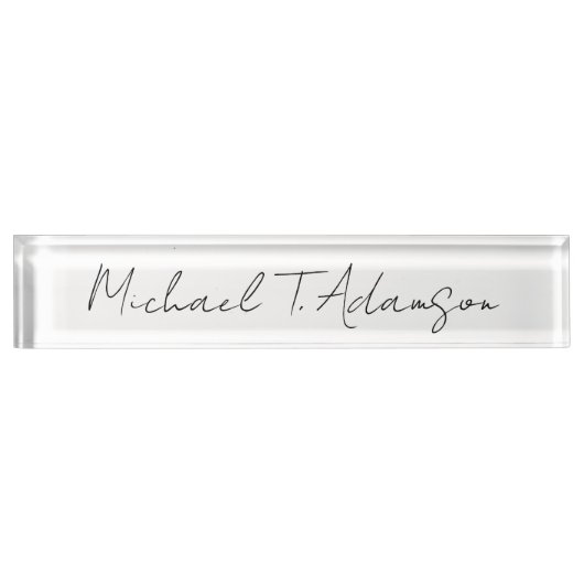 Porte-nom Pour Bureau Style Rétro Élégant Plaque Simple Calligraphie Bla (Devant)