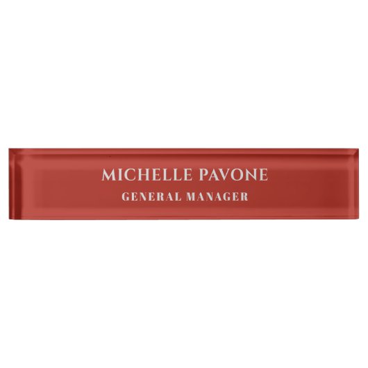 Porte-nom Pour Bureau Stylish Brick Red & Grey Simple Plain Professional (Devant)