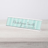 Porte-nom Pour Bureau Suite de papeterie Turquoise et gris Pastel pour f (Devant)