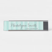 Porte-nom Pour Bureau Suite de papeterie Turquoise et gris Pastel pour f (Devant)