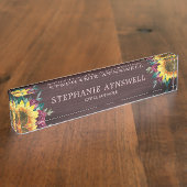 Porte-nom Pour Bureau Sunflower Bourgogne Floral Grain (Taille)