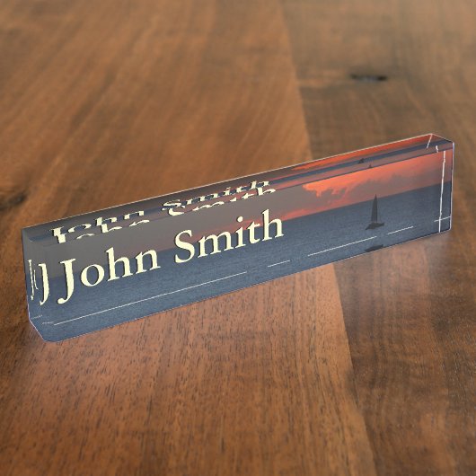 Porte-nom Pour Bureau Sunset Clouds and Sailboat Seascape (Taille)