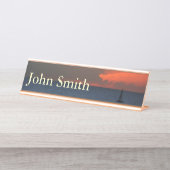Porte-nom Pour Bureau Sunset Clouds and Sailboat Seascape (Devant)