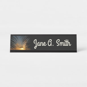 Porte-nom Pour Bureau Sunset Through Palm Fronds