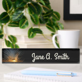 Porte-nom Pour Bureau Sunset Through Palm Fronds