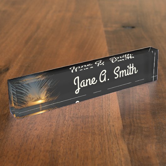 Porte-nom Pour Bureau Sunset Through Palm Fronds (Taille)