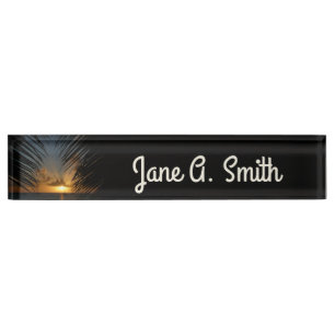 Porte-nom Pour Bureau Sunset Through Palm Fronds