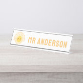 Porte-nom Pour Bureau Sunshine merci professeur moderne élégant (Devant)