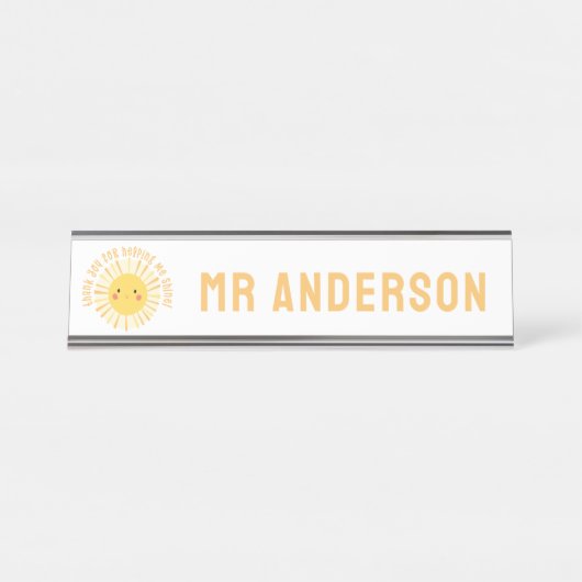 Porte-nom Pour Bureau Sunshine merci professeur moderne élégant (Devant)