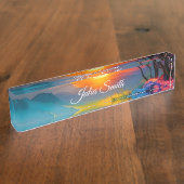 Porte-nom Pour Bureau Superbe lever de soleil sur l'étang (Taille)