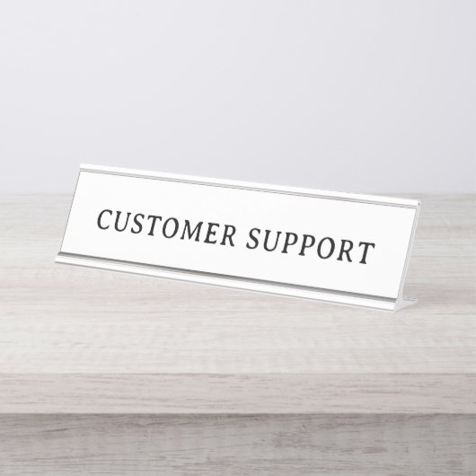 Porte-nom Pour Bureau SUPPORT CLIENTÈLE | Moderne Professionnel (Devant)