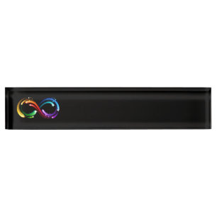 Porte-nom Pour Bureau Symbole de l'infini des comètes arc-en-ciel