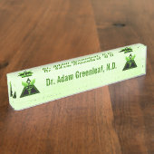 Porte-nom Pour Bureau Symbole de médecine alternative Light Green Caduce (Taille)