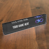 Porte-nom Pour Bureau Symbole de Neon Infinity par Glowing Hummingbird (Taille)