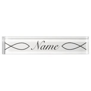 Porte-nom Pour Bureau Symbole de poisson chrétien Ichthys Thunder_Cove