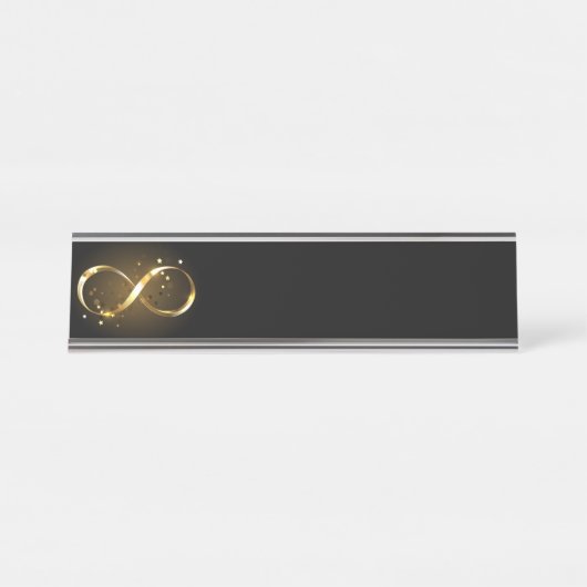 Porte-nom Pour Bureau Symbole d'infini doré (Devant)