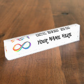 Porte-nom Pour Bureau Symbole d'infinité arc-en-ciel stratifié (Taille)