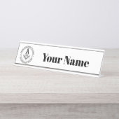 Porte-nom Pour Bureau Symbole franc-maçonnerie (Devant)