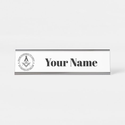 Porte-nom Pour Bureau Symbole franc-maçonnerie (Devant)
