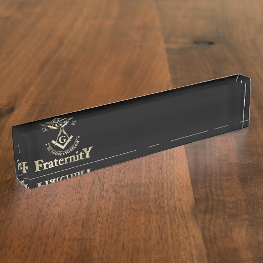 Porte-nom Pour Bureau Symbole franc-maçonnerie (Taille)