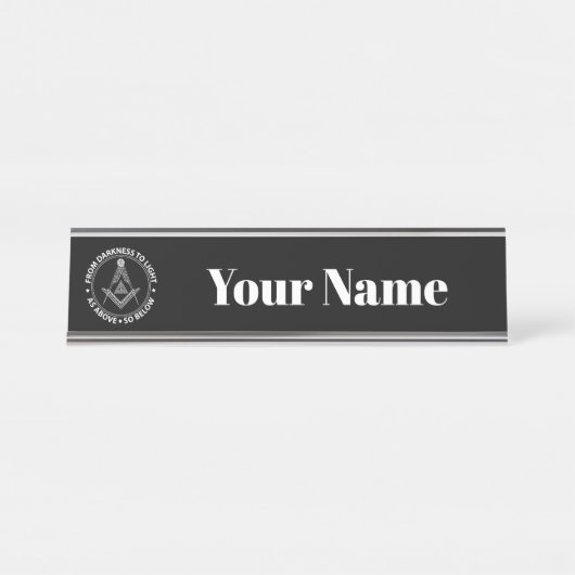 Porte-nom Pour Bureau Symbole franc-maçonnerie (Devant)