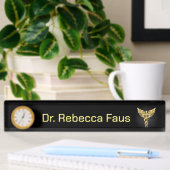 Porte-nom Pour Bureau Symbole Polygonal Or Caduceus