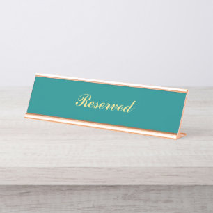 Porte-nom Pour Bureau Symbole turquoise et Gold Réservé