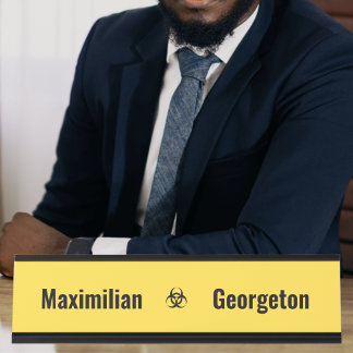 Porte-nom Pour Bureau Symboles de danger biologique - Noir sur un Arrièr