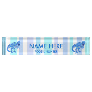 Porte-nom Pour Bureau T-Rex Dinosaur Coloré Rayures préhistoriques