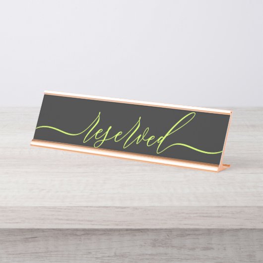 Porte-nom Pour Bureau Table de script Cyber Lime Jet Black réservée (Devant)