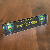 Porte-nom Pour Bureau Tasse d'explosion psychédélique du crâne (Taille)