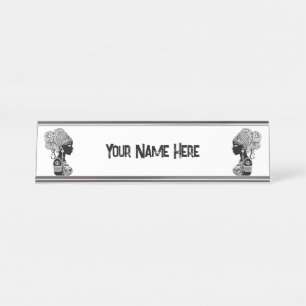 Porte-nom Pour Bureau Tatouage Tribal Portrait de Fille Africaine