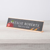 Porte-nom Pour Bureau Teacher Apple & Pencils Chalkboard (Devant)