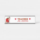 Porte-nom Pour Bureau Teacher Appréciation Worm in Apple Ajouter un nom (Devant)