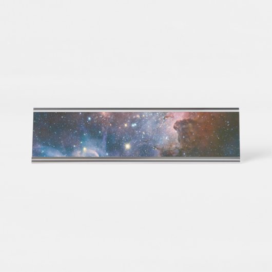 Porte-nom Pour Bureau Télescope Nebula Hubble Carina Rouge et Bleu (Devant)