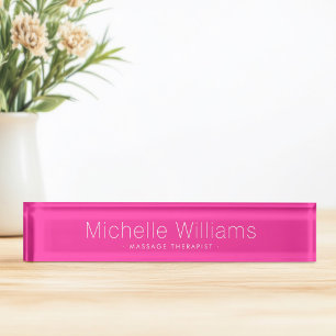 Porte-nom Pour Bureau Tendance rose chaud moderne minimaliste