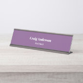 Porte-nom Pour Bureau Tendance violet professionnel Plain moderne élégan (Devant)