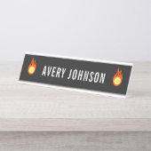 Porte-nom Pour Bureau Tennis Ball on Fire Cool moderne Custom Name Playe (Devant)