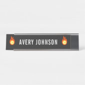 Porte-nom Pour Bureau Tennis Ball on Fire Cool moderne Custom Name Playe (Devant)