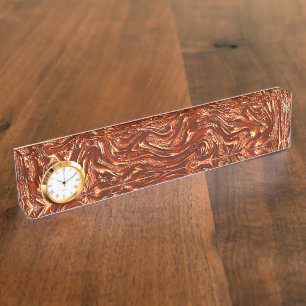 Porte-nom Pour Bureau Terre cuite brune texturée