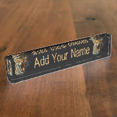 Porte-nom Pour Bureau Tête d'attaque du léopard (Taille)