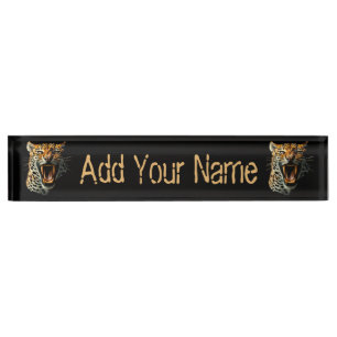 Porte-nom Pour Bureau Tête d'attaque du léopard