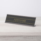 Porte-nom Pour Bureau Texte et lignes Gold personnalisables (Devant)