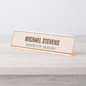 Porte-nom Pour Bureau Texte gras élégant professionnel (Devant)