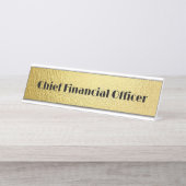 Porte-nom Pour Bureau Texte noir sur or - monogramme | (Devant)